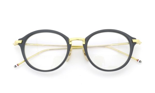 THOM BROWNE.  NEW YORK（トムブラウンニューヨーク）メガネ TB-011F 49size NAVY/SHINY 18K GOLD METAL BRIDGE&TEMPLES折り畳み