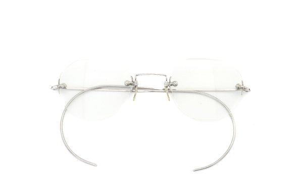 SHUR-ON 1920s RIMLESS CROWN-PANTO 14K-WHITE-GOLD-FILLED BOXED-MOUNTING