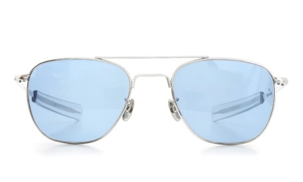 The Spectacle/ American Optical vintage 1950s〜1960s Mid-Century-Modern-Pilot White-Gold 1/10 12KGF Light-Blue-Lens