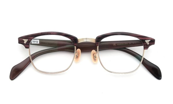 The Spectacle/ American Optical vintage 1950s~1960s マルコムXモデル type:2 ウイング鋲  BrownWood/Gold 46-22