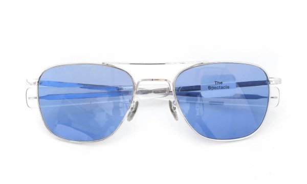 American Optical vintage 1950s〜1960s Mid-Century-Modern-Pilot White-Gold 1/10 12KGF Light-Blue-Lens 12kPads