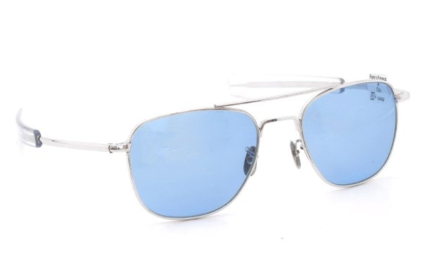 American Optical vintage 1950s Mid-Century-Modern-Pilot White-Gold 1/10 12KGF Light-Blue-Lens 12kPads #103492