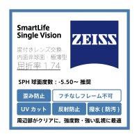 ZEISS 度付き単焦点 特注レンズ 極薄型 屈折率：1.74