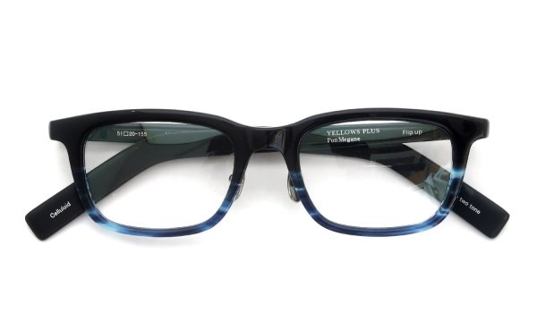 YELLOWS PLUS for PonMegane 跳ね上げ式メガネ Flip up Celluloid Blue two tone