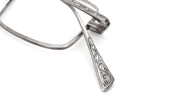 PonMegane Silver925 メガネ通販 Square-01 Hand Engraving Arabesque/Antique silver