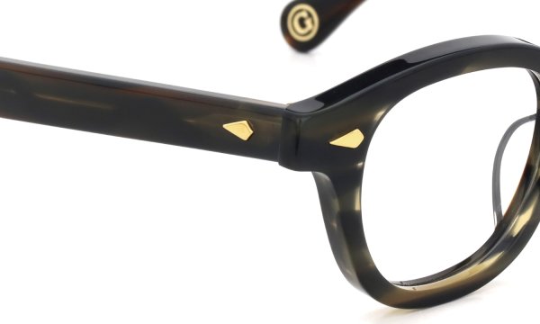 JULIUS TART OPTICAL AR Gold Series メガネ AR-44-24 Camo Sasa/Gold PL-101Ce ヒンジ部分表側ディテール