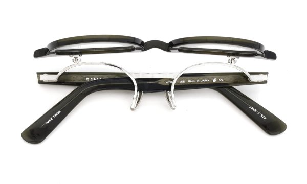 YELLOWS PLUS 跳ね上げ単式メガネ JAKE C529 harrods green/silver