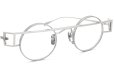 YOSHINORI AOYAMA メガネ+クリップオンサングラスセット YA-004 col.02 Silver 斜め正面