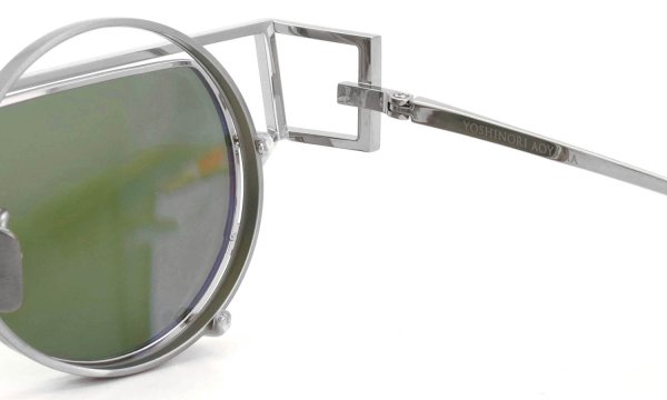 YOSHINORI AOYAMA メガネ+クリップオンサングラスセット YA-004 col.02 Silver + Clip-on 右目側ヒンジ裏