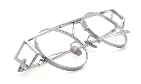 YOSHINORI AOYAMA メガネ+クリップオンサングラスセット YA-004 col.02 Silver 折りたたみ斜め