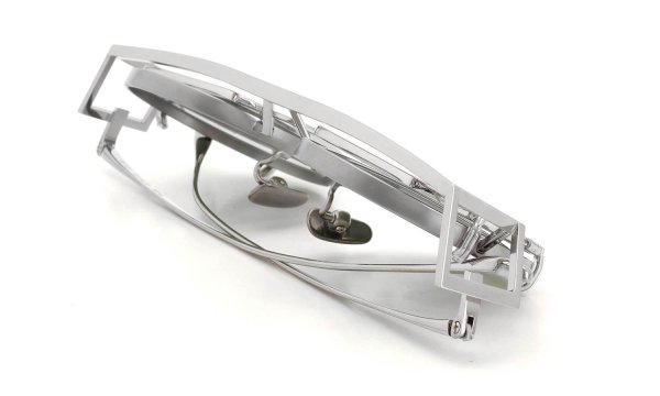 YOSHINORI AOYAMA メガネ+クリップオンサングラスセット YA-004 col.02 Silver + Clip-on 折りたたみ斜め