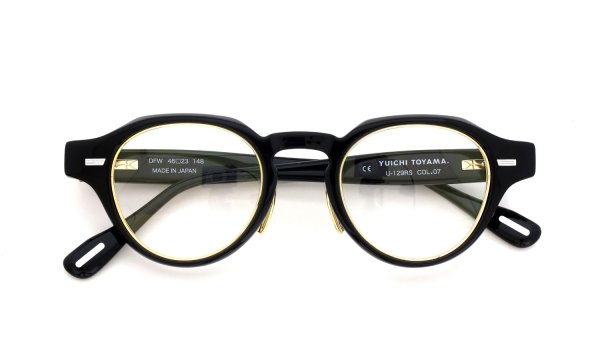 YUICHI TOYAMA. メガネ U-129RS DFW COL.07 Black/Gold 折りたたみ正面