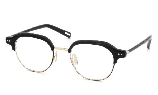 YUICHI TOYAMA メガネ通販 U-184 DUD col.01 Black /White gold + Semi matt black 斜め正面