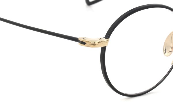 YUICHI TOYAMA メガネ通販 U-186 Lemer col.04 Matt black / White gold フロントとテンプルのヒンジディテール