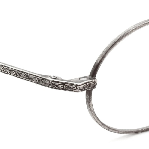 PonMegane Silver925メガネ通販 Oval-01 [Hand Engraving Arabesque/Antique silver]