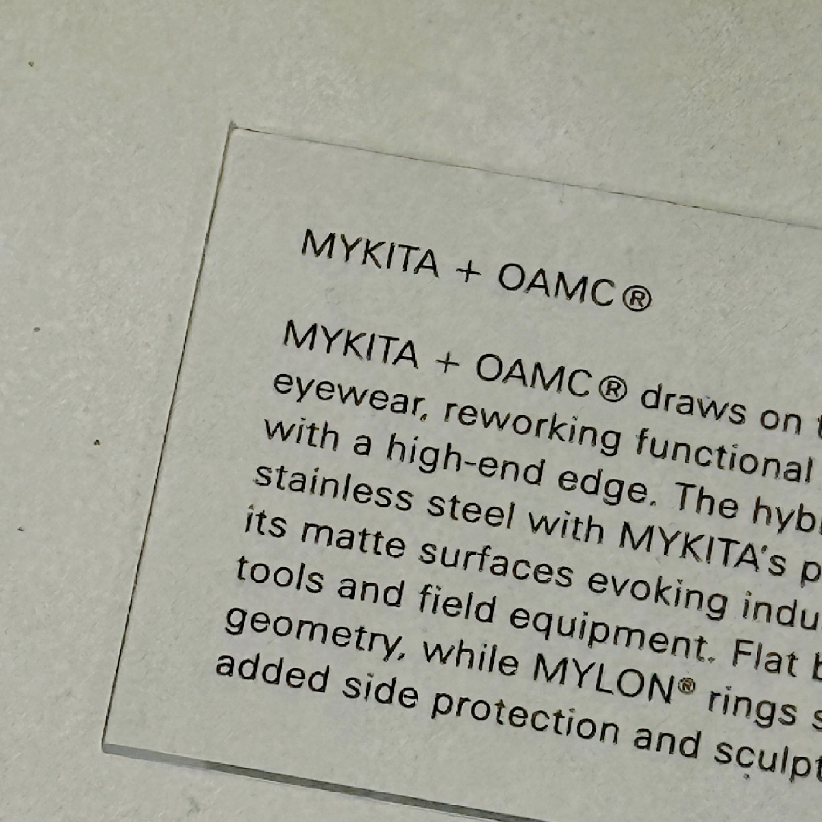 MYKITA+OAMC 特別モデル販売開始