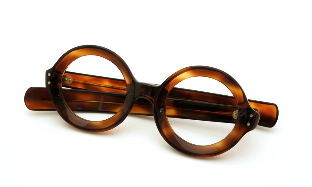 French vintage フレンチ・ヴィンテージ 丸メガネ通販 1960s TWO DOTS ROUND FRAME 42/24 AMBER (取扱店：大宮) ポンメガネ