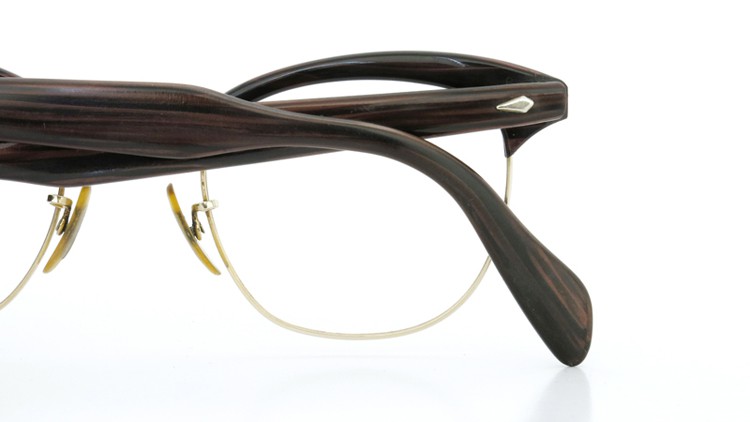 American Optical アメリカンオプチカル (AO)Vintage ヴィンテージ 1960s ウイング鋲 マルコムX 1/10-12KGF ウッド/ゴールド 48size 11