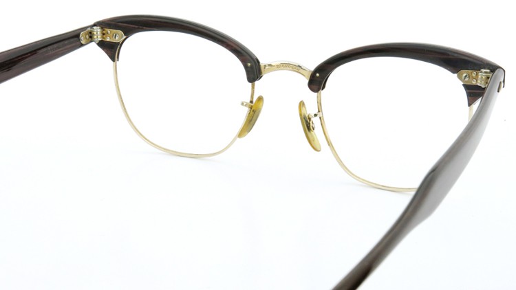 American Optical アメリカンオプチカル (AO)Vintage ヴィンテージ 1960s ウイング鋲 マルコムX 1/10-12KGF ウッド/ゴールド 48size 7