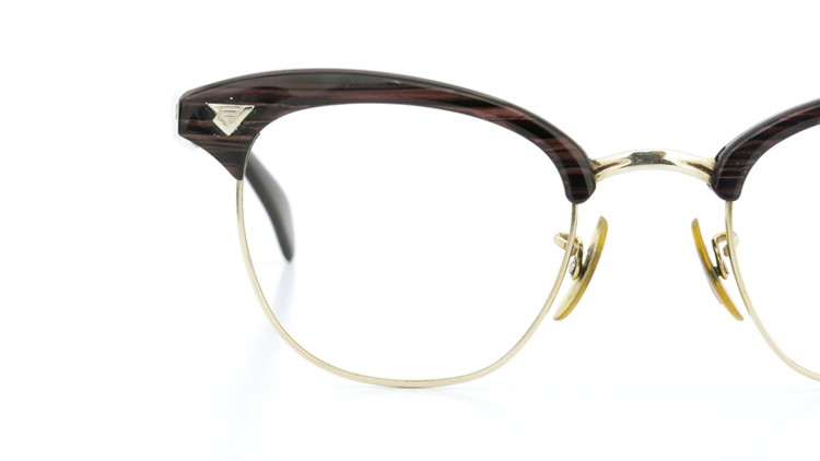 American Optical アメリカンオプチカル (AO)Vintage ヴィンテージ 1960s ウイング鋲 マルコムX 1/10-12KGF ウッド/ゴールド 48size 12