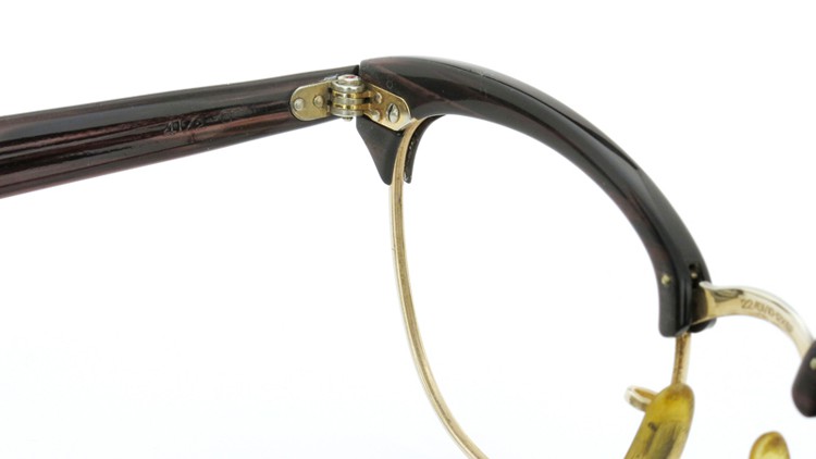 American Optical アメリカンオプチカル (AO)Vintage ヴィンテージ 1960s ウイング鋲 マルコムX 1/10-12KGF ウッド/ゴールド 48size 8