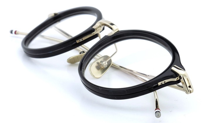 THOM BROWNE. (トムブラウン)メガネ TB-011A 46size BLACK/SHINY 12K GOLD BRIDGE&TEMPLES イメージ12