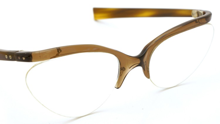 FRANCE-Vintage 1970s BROW FRAME BROWN/HORN 51-19 6