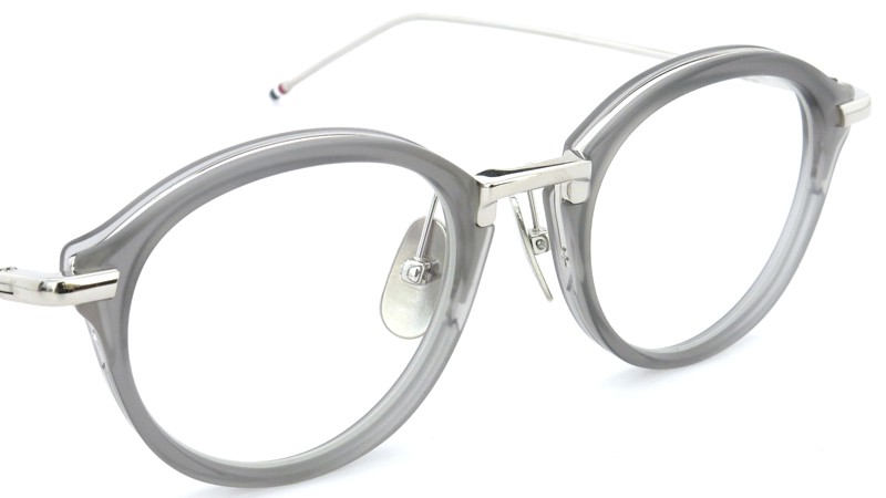 THOM BROWNE. (トムブラウン)メガネ TB-011C 46size SATIN GREY CRYSTAL/SHINY SILVER BRIDGE AND TEMPLES 6