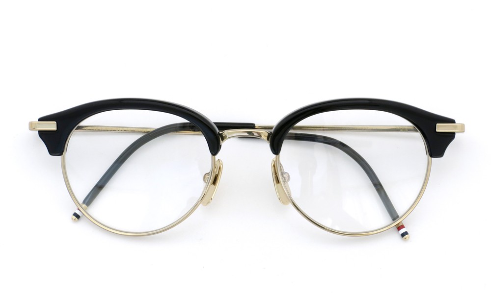 THOM BROWNE トムブラウン メガネ通販 TB-706-A BLK 12kGLD 50size (取扱店：大宮)正規取扱 ポンメガネ