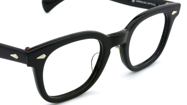 American Optical Vintage メガネ タ?イヤ鋲 BLACK 44-22 ヘ?ーハ?ースリーフ?付き 6