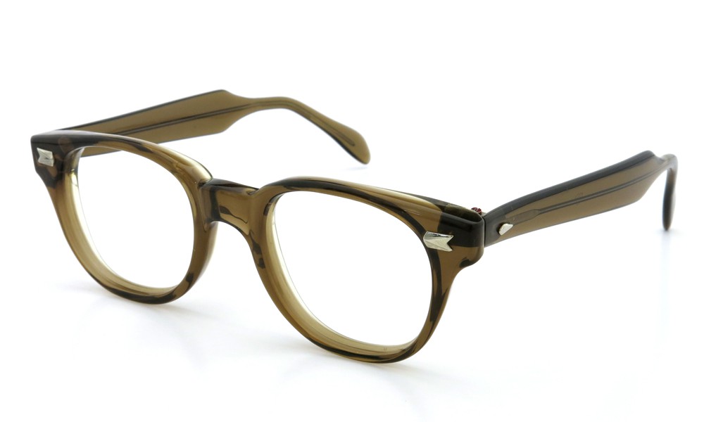 American Optical アメリカンオプティカル vintage ヴィンテージ メガネ通販 変形アロー鋲 Clear Brown 46