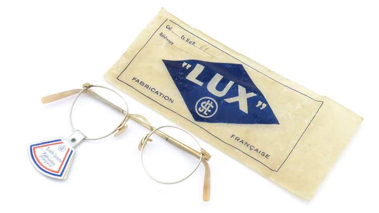 FRANCE Vintage フランスヴィンテージ メガネ LUX Clarte silver-frame gold-temple-bridge 15