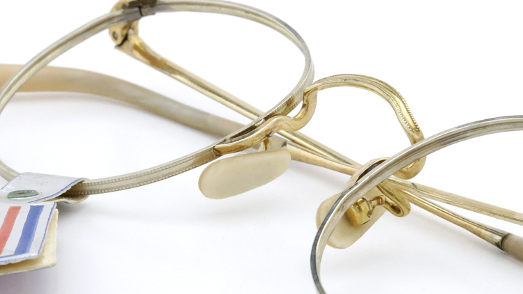 FRANCE Vintage フランスヴィンテージ メガネ LUX Clarte silver-frame gold-temple-bridge 12