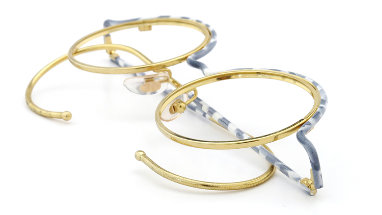 French vintage フレンチ・ヴィンテージ メガネ通販 ROUND BROW FRAME WHITE-MARBLE GOLD (取扱店：大宮) ポンメガネ