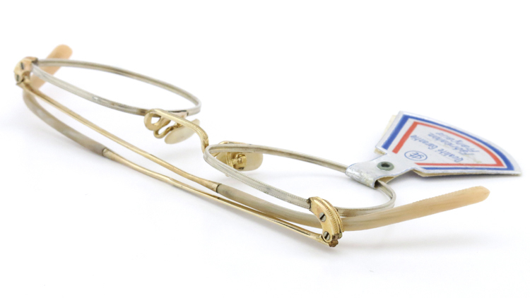 FRANCE Vintage フランスヴィンテージ メガネ LUX Clarte silver-frame gold-temple-bridge 11