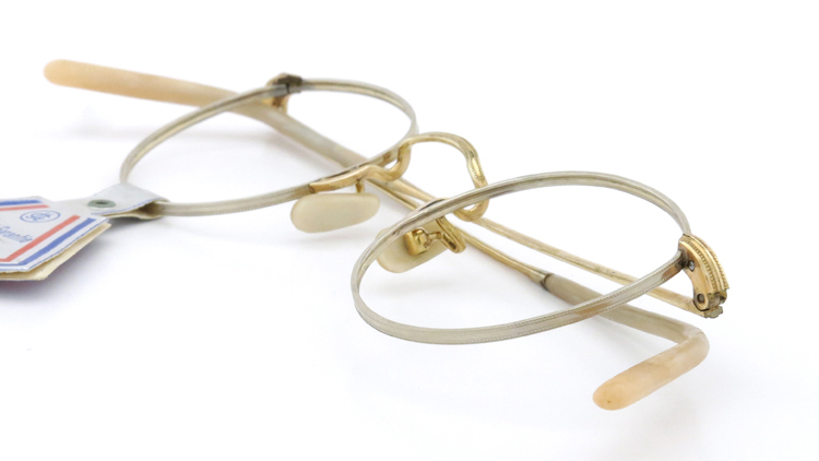 FRANCE Vintage フランスヴィンテージ メガネ LUX Clarte silver-frame gold-temple-bridge 10