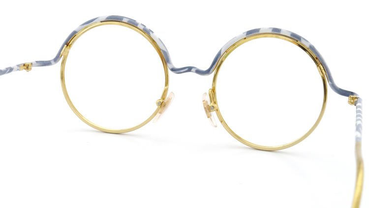 FRANCE Vintage フランスヴィンテージ メガネ ROUND BROW FRAME WHITE-MARBLE GOLD 7