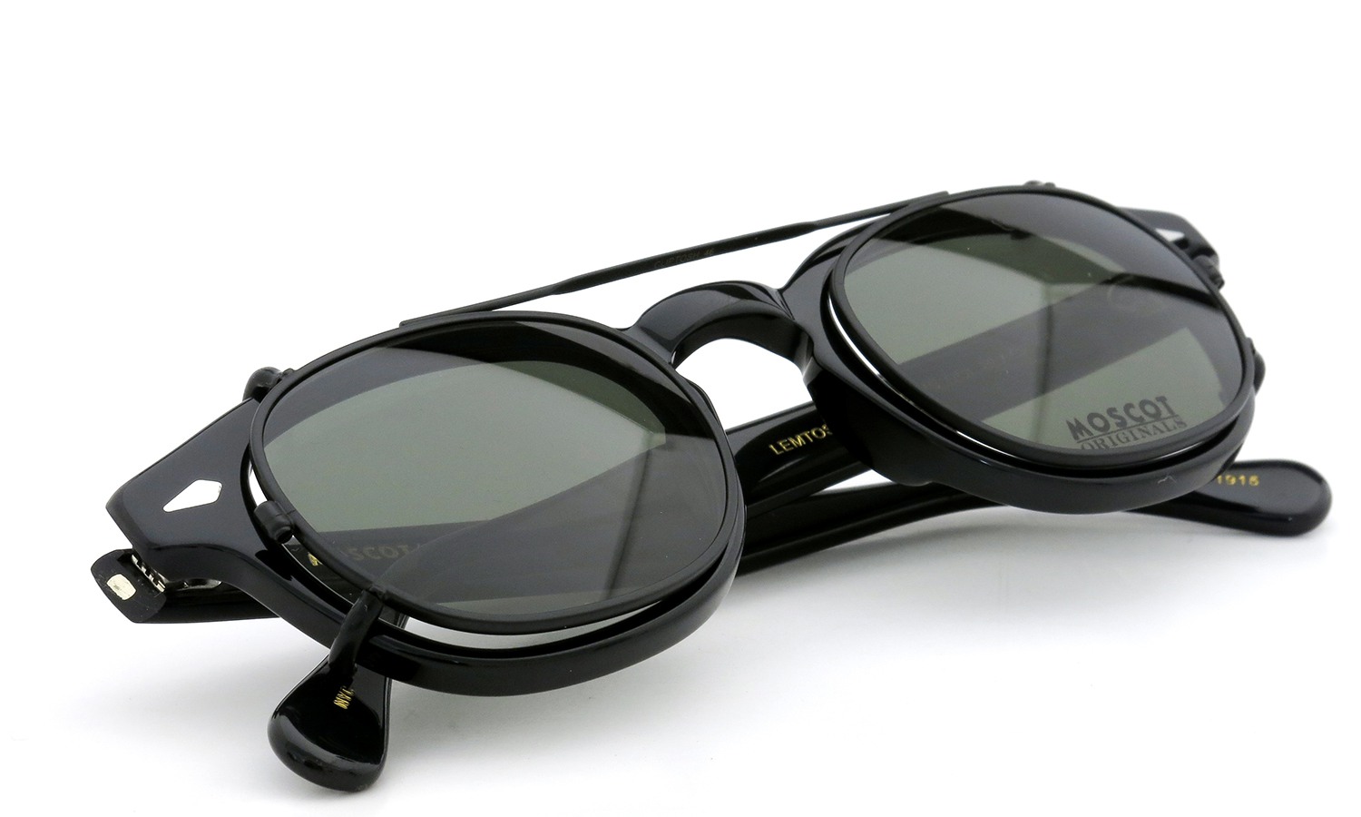 MOSCOT ORIGINALS（モスコット オリジナルス）クリップオン セット LEMTOSH Col.BLACK 46size + 純正ブラック/グリーンレンズ クリップオン 11