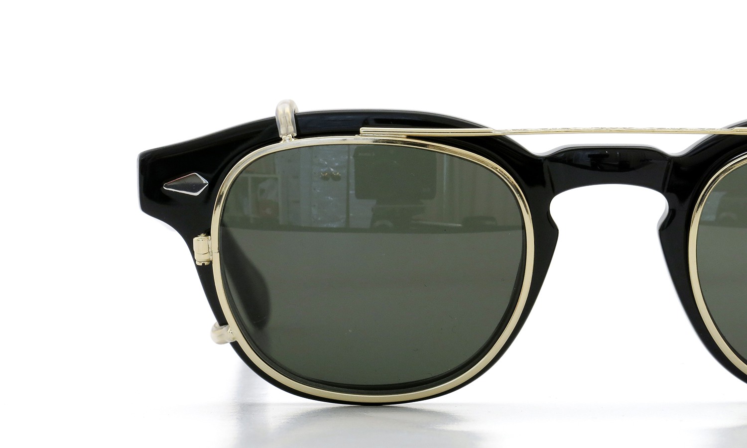 MOSCOT ORIGINALS（モスコット オリジナルス）クリップオン セットLEMTOSH Col.BLACK 44size + 純正クリップオン ゴールド/グリーンレンズ 13