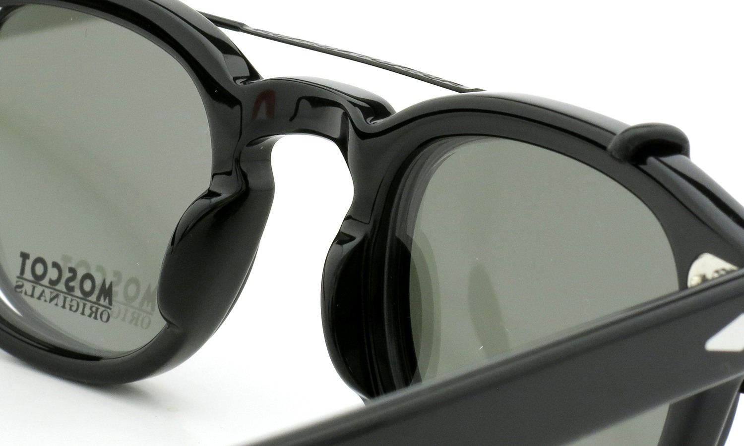 MOSCOT ORIGINALS（モスコット オリジナルス）クリップオン セットLEMTOSH Col.BLACK 44size + 純正クリップオン ブラック/グリーンレンズ 9