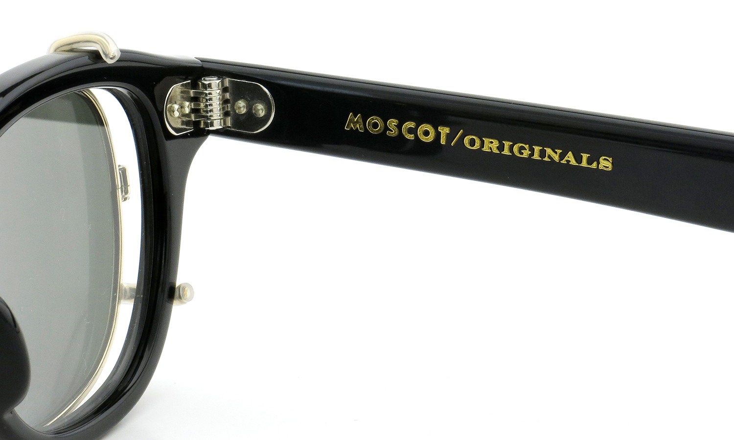 MOSCOT ORIGINALS（モスコット オリジナルス）クリップオン セットLEMTOSH Col.BLACK 44size + 純正クリップオン ゴールド/グリーンレンズ 10