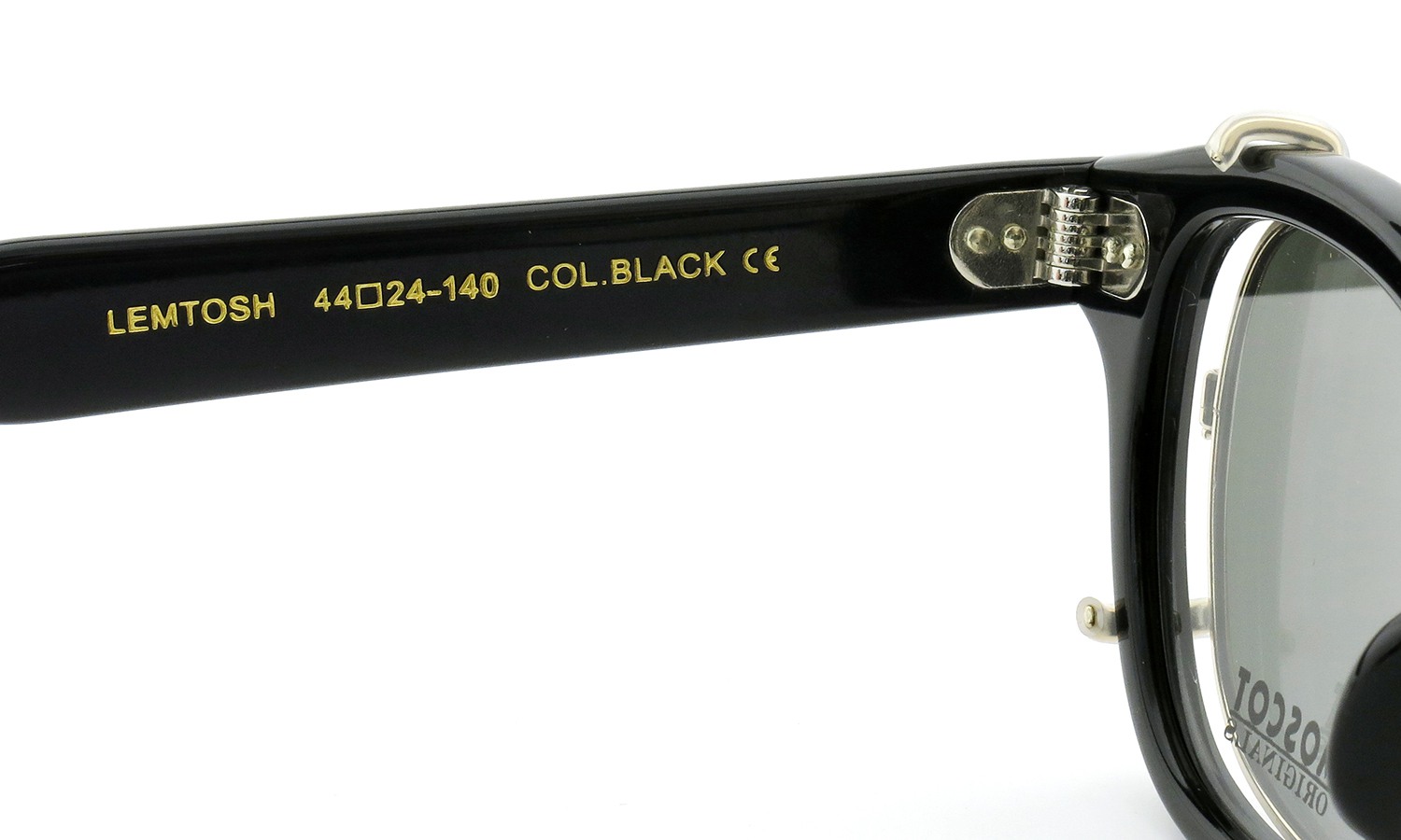 MOSCOT ORIGINALS（モスコット オリジナルス）クリップオン セットLEMTOSH Col.BLACK 44size + 純正クリップオン ゴールド/グリーンレンズ 9