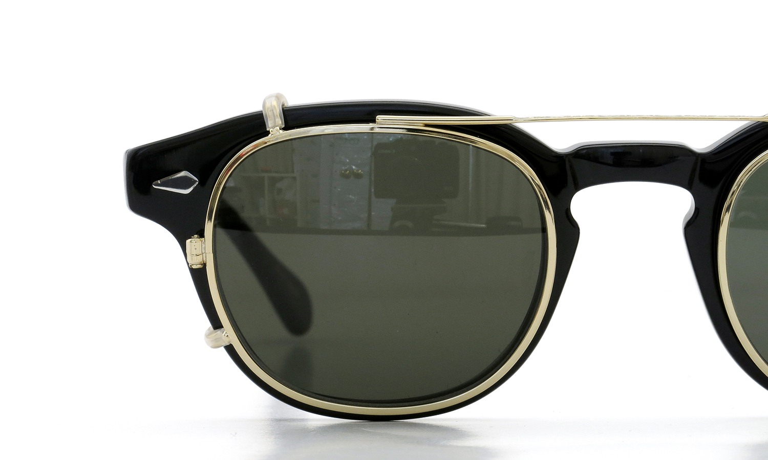 MOSCOT ORIGINALS（モスコット オリジナルス）クリップオン セットLEMTOSH Col.BLACK 46size + 純正クリップオン ゴールド/グリーンレンズ 13