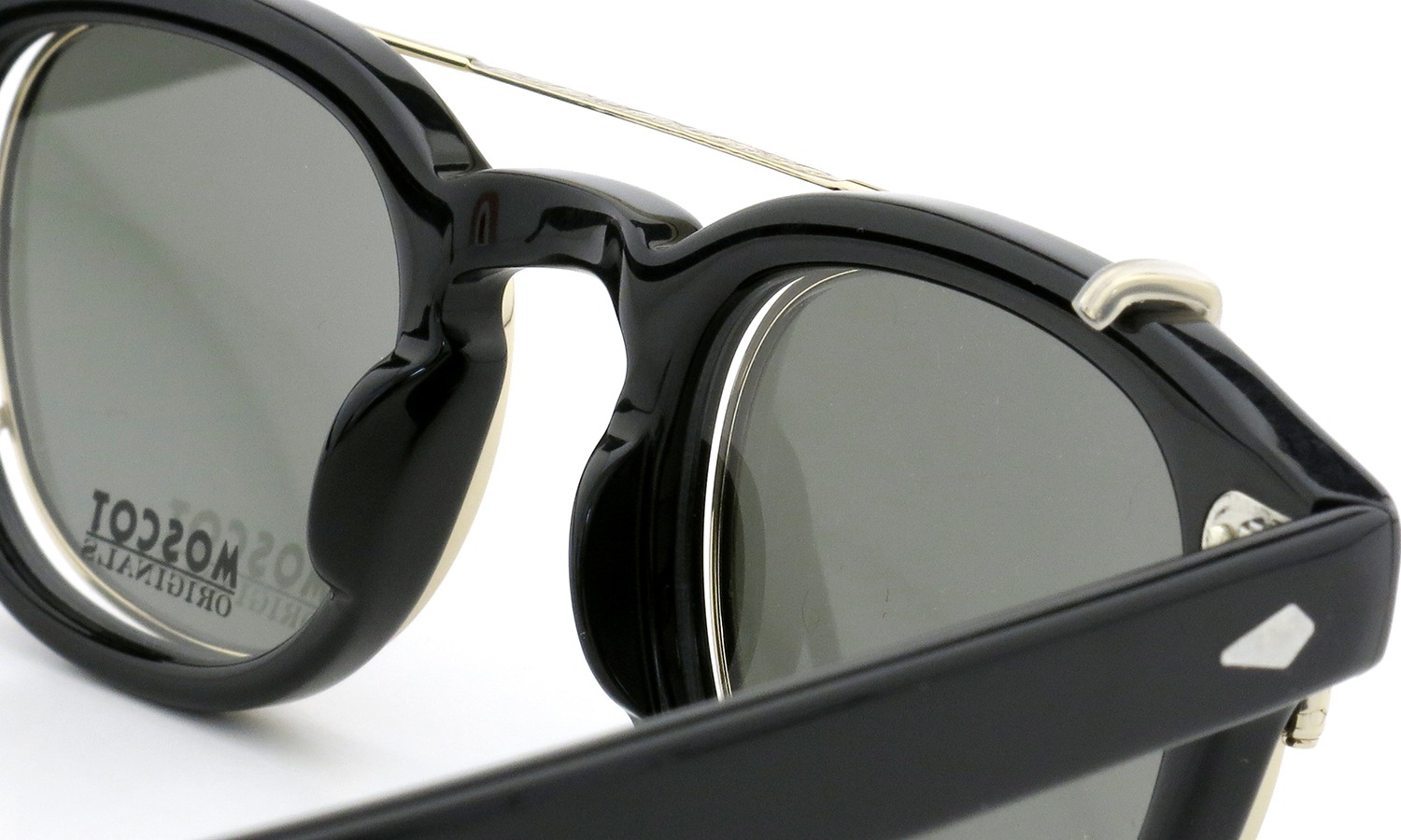 MOSCOT ORIGINALS（モスコット オリジナルス）クリップオン セットLEMTOSH Col.BLACK 46size + 純正クリップオン ゴールド/グリーンレンズ 8