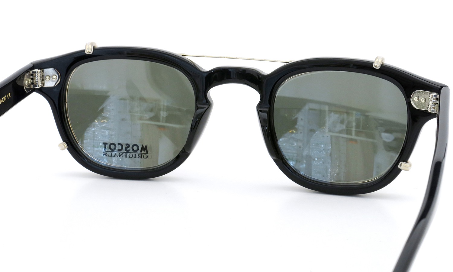 MOSCOT ORIGINALS（モスコット オリジナルス）クリップオン セットLEMTOSH Col.BLACK 44size + 純正クリップオン ゴールド/グリーンレンズ 7