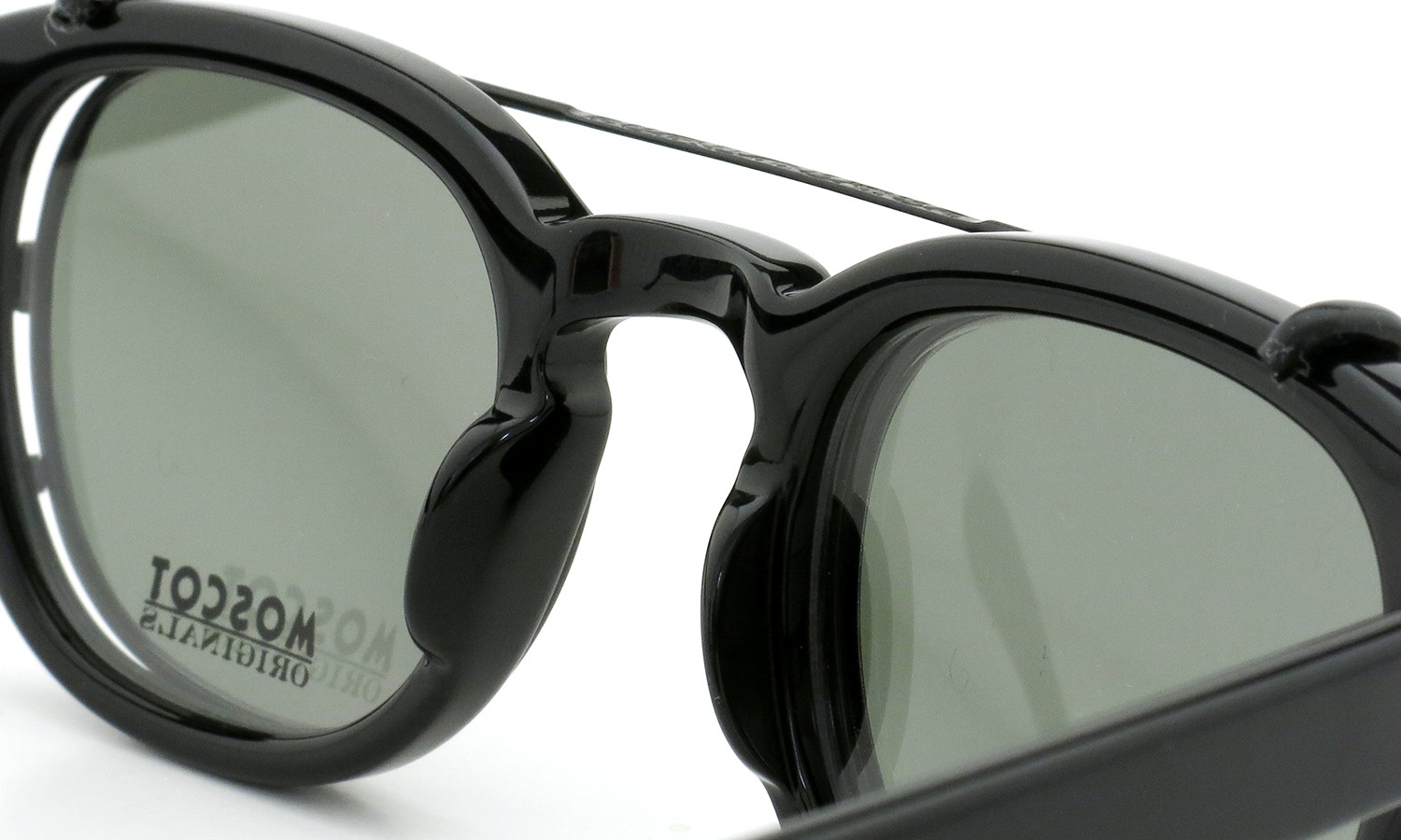 MOSCOT ORIGINALS（モスコット オリジナルス）クリップオン セット LEMTOSH Col.BLACK 46size + 純正ブラック/グリーンレンズ クリップオン 8