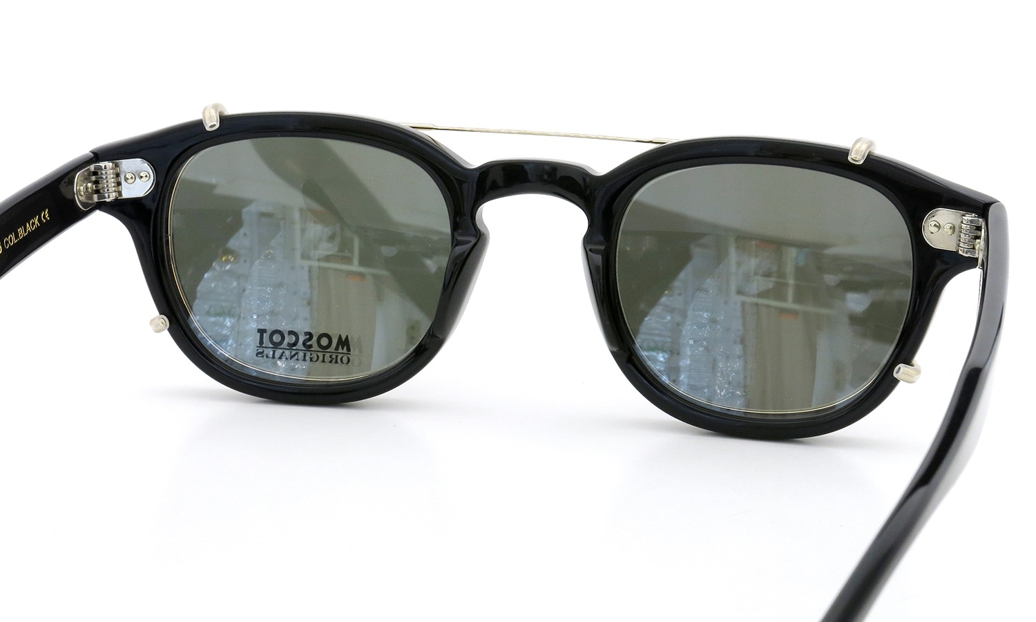 MOSCOT ORIGINALS（モスコット オリジナルス）クリップオン セットLEMTOSH Col.BLACK 46size + 純正クリップオン ゴールド/グリーンレンズ 7