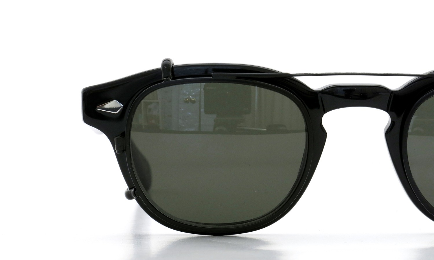 MOSCOT ORIGINALS（モスコット オリジナルス）クリップオン セットLEMTOSH Col.BLACK 44size + 純正クリップオン ブラック/グリーンレンズ 14