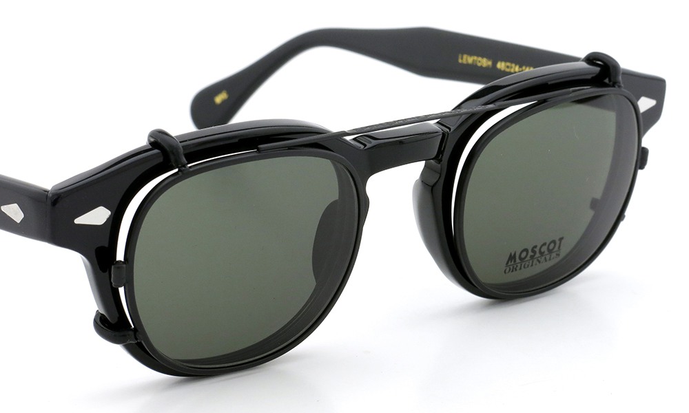 MOSCOT ORIGINALS（モスコット オリジナルス）クリップオン セット LEMTOSH Col.BLACK 46size + 純正ブラック/グリーンレンズ クリップオン 6