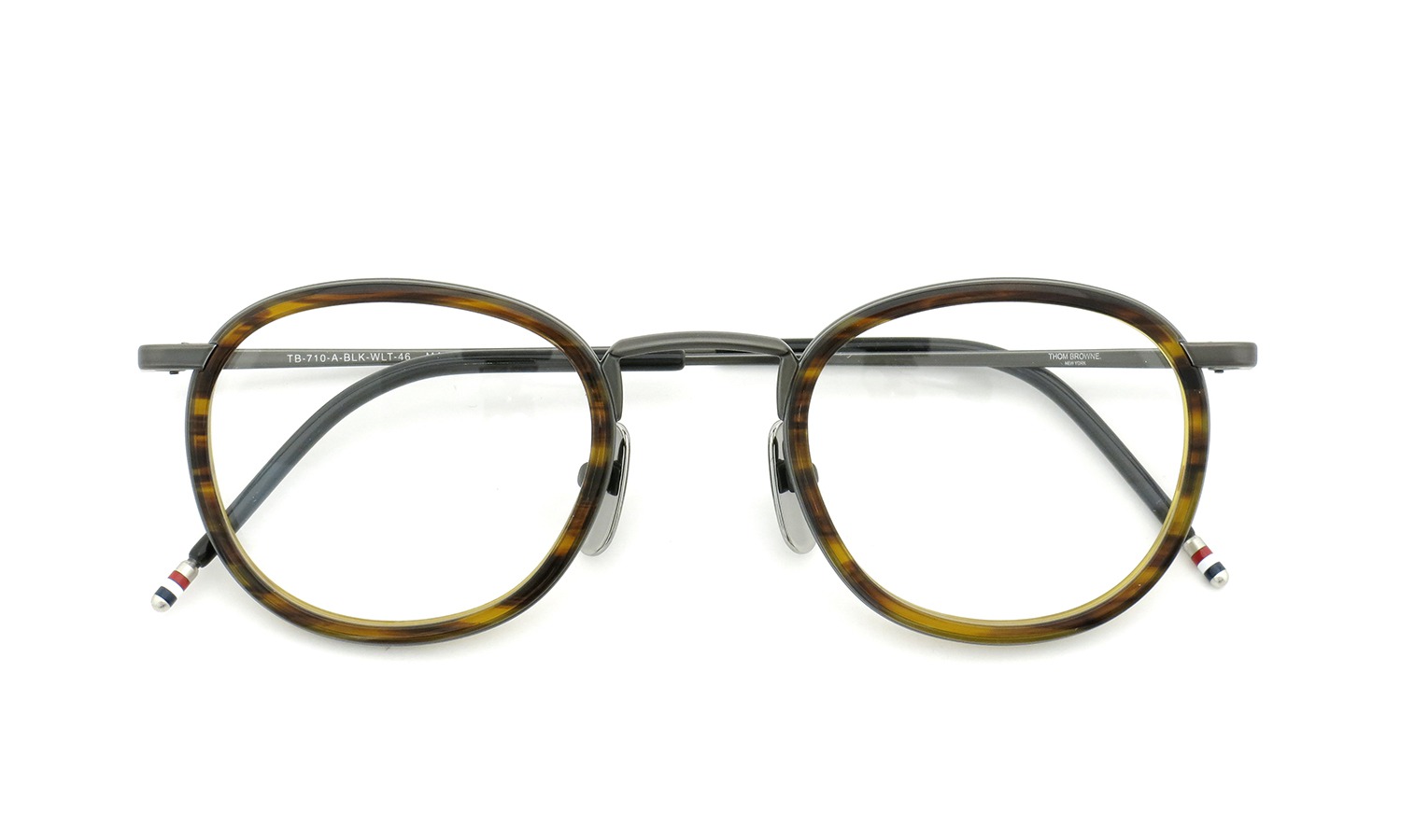 THOM BROWNE.  NEWYORK (トムブラウン) 2015年春夏 最新作 メガネ+クリップオンセット TB-710-A 46size BLACK IRON-WALNUT 6